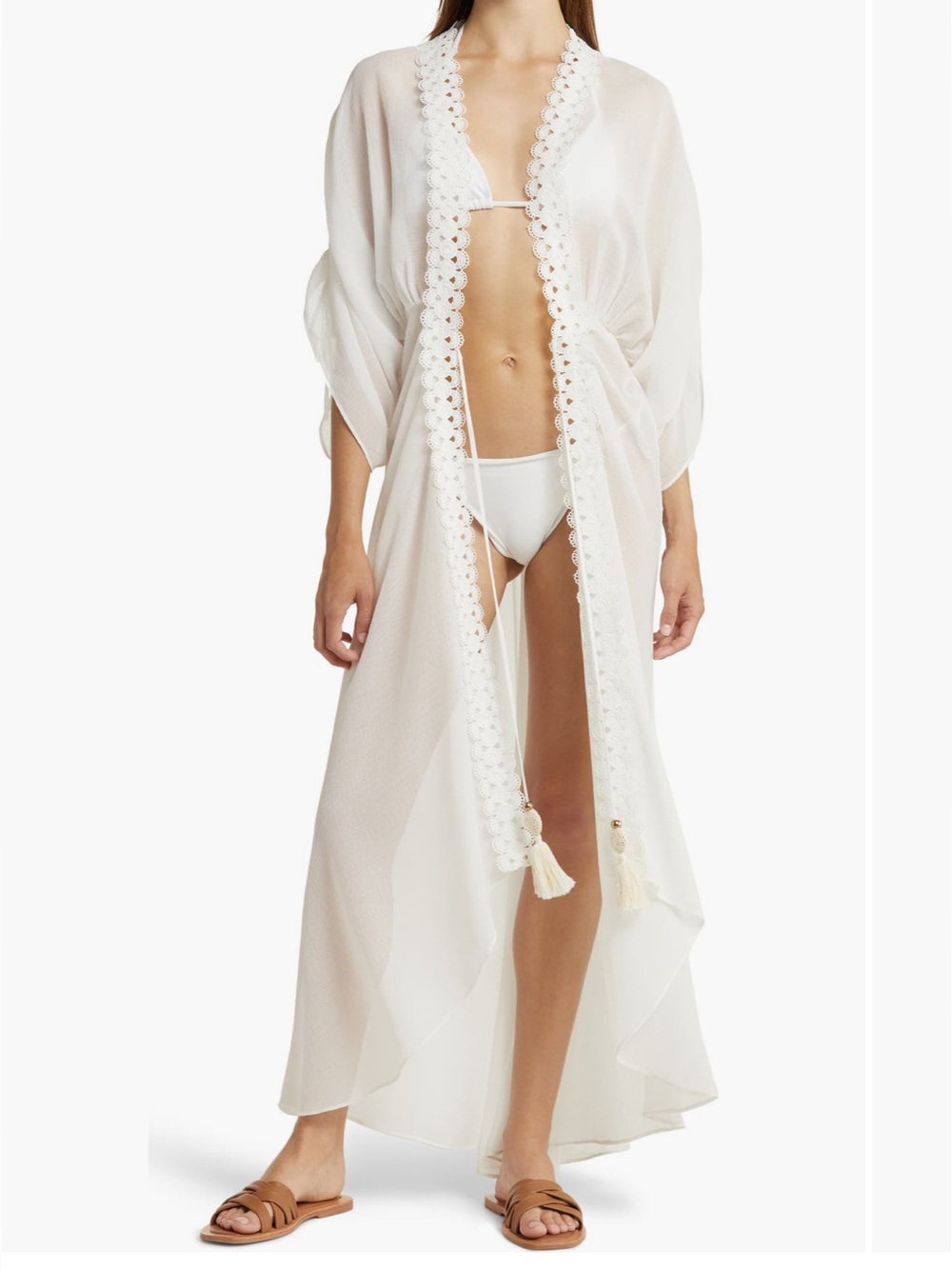 Ramy Brook Raelynn white lace trim cover up Size large